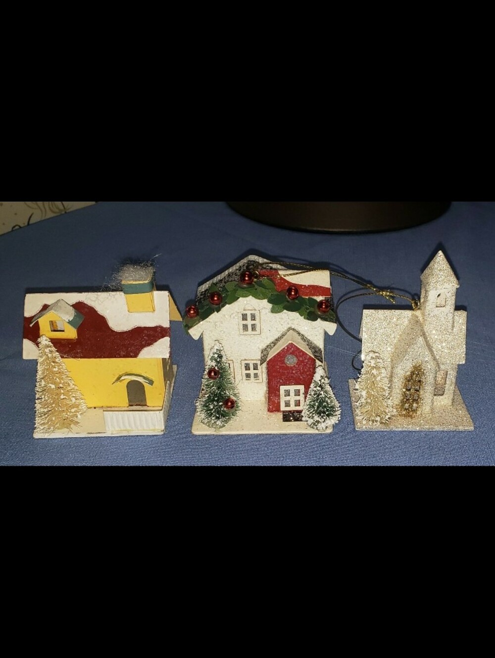 Lot Of Three (3) Putz Style Christmas Houses - Picture 2 of 12